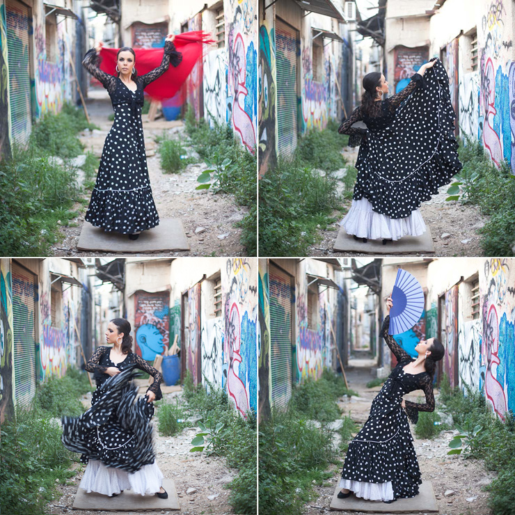 Flamenco dancer among graffiti in Florentine in Tel Aviv Israel- RitaRosePhotography